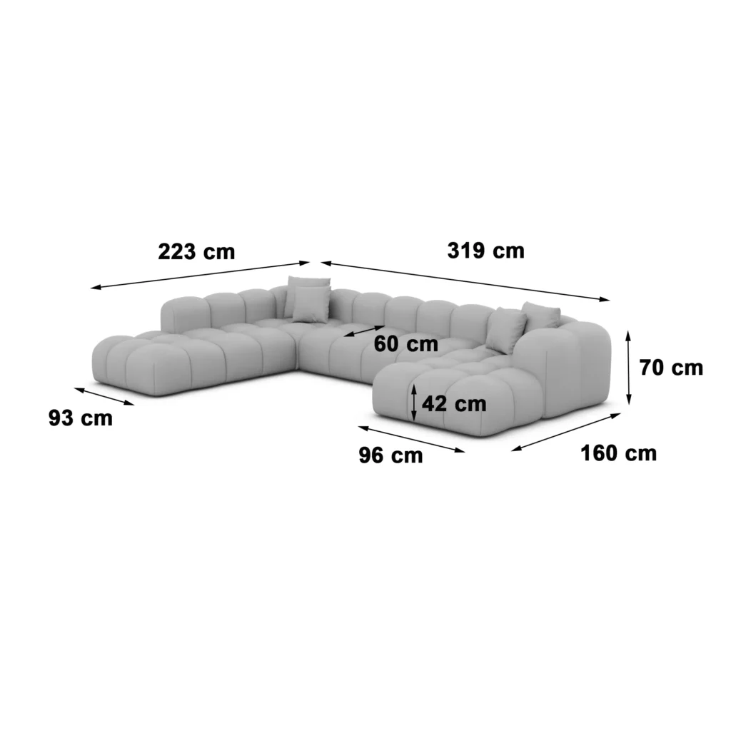 Bouclé U-Form XXL Lounge Wohnlandschaft Valora