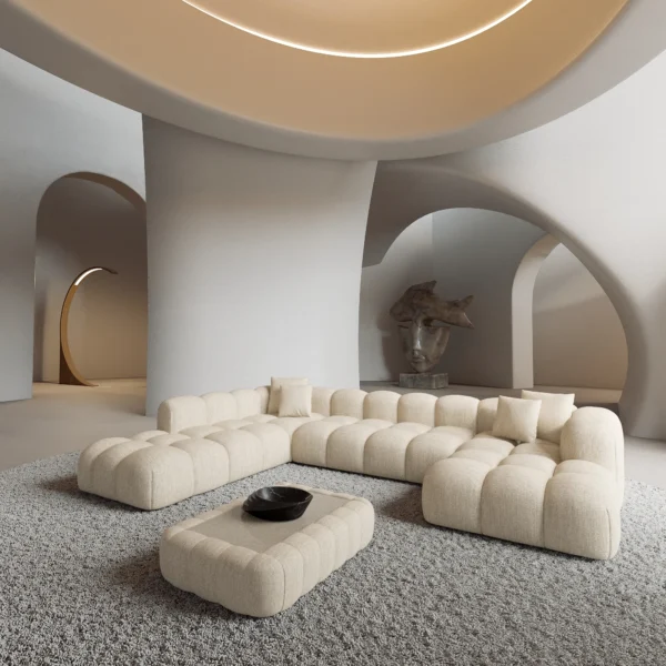 Strukturstoff U-Form XXL Lounge Wohnlandschaft Valora