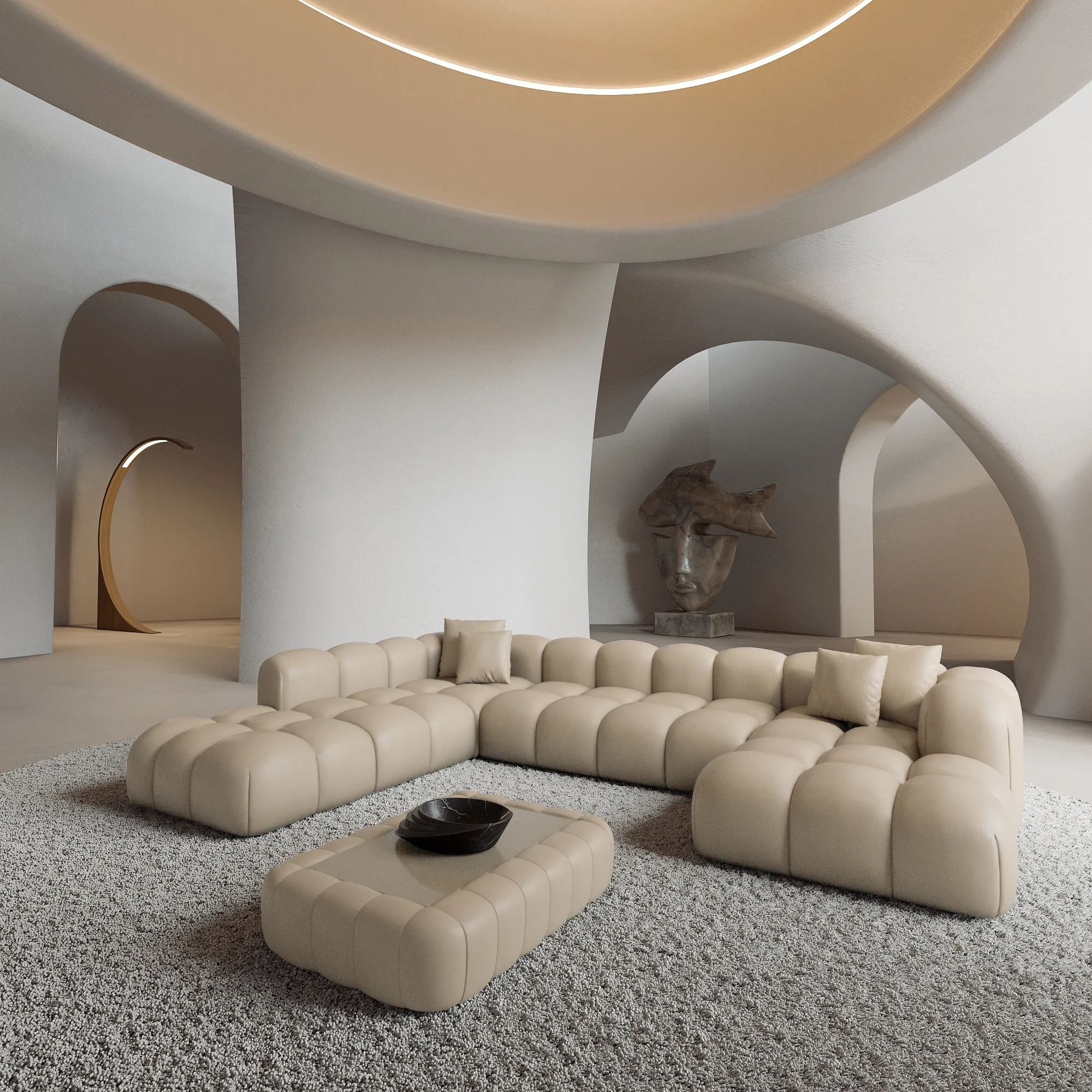 Echtleder U-Form XXL Lounge Wohnlandschaft Valora