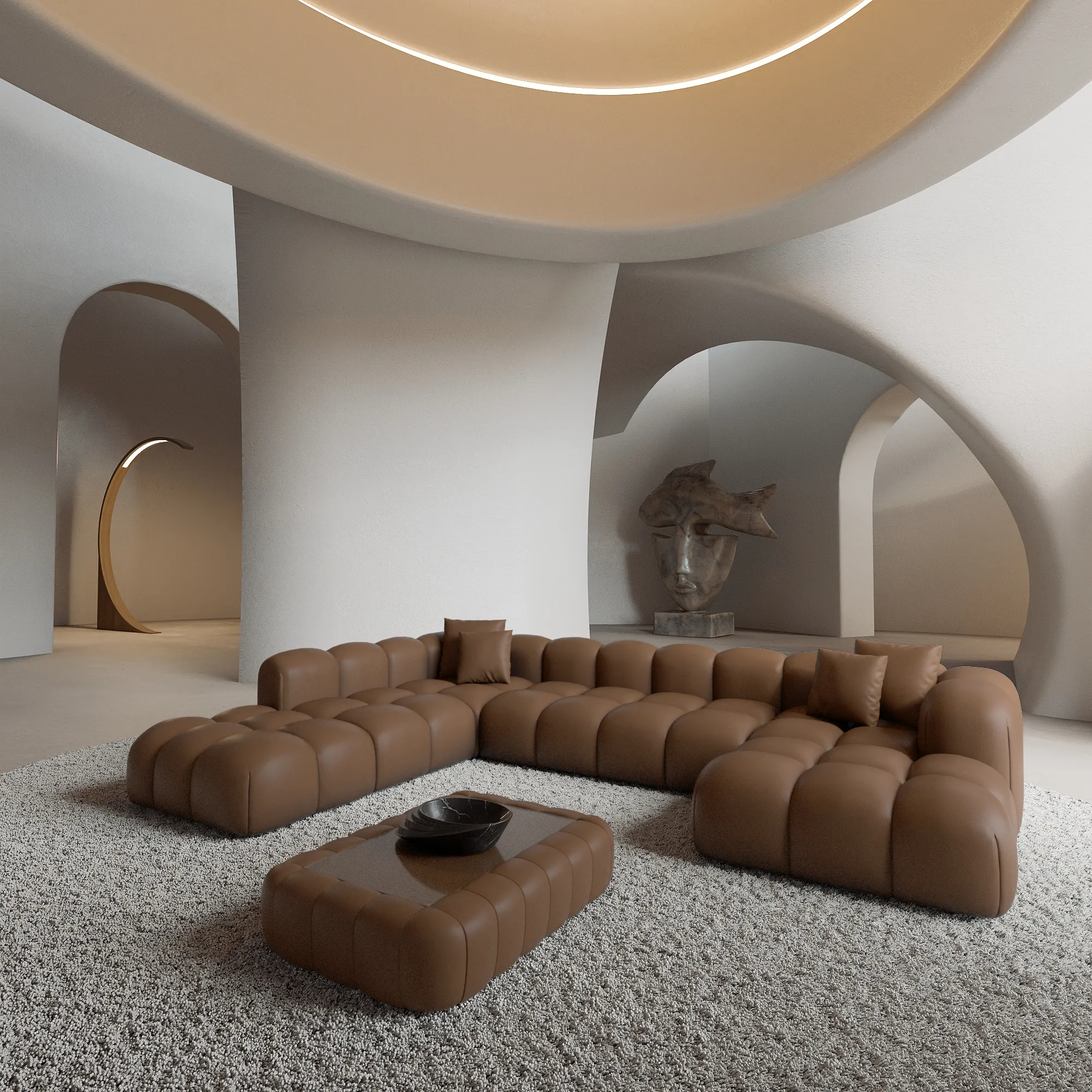 Echtleder U-Form XXL Lounge Wohnlandschaft Valora