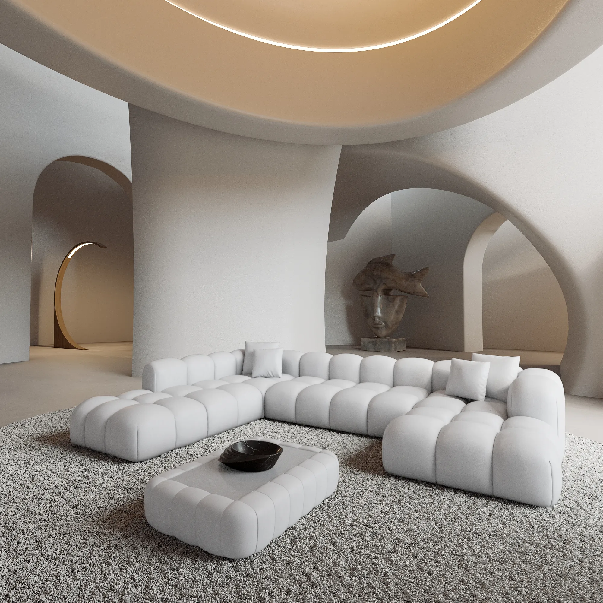 Echtleder U-Form XXL Lounge Wohnlandschaft Valora